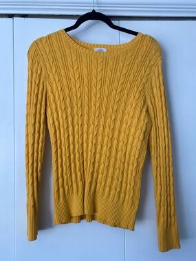 St. John's Bay Mustard Cable Knit Crewneck Sweater